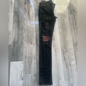 Amiri Black Distressed Denim Panelled Skinny Jeans M Waist 29”